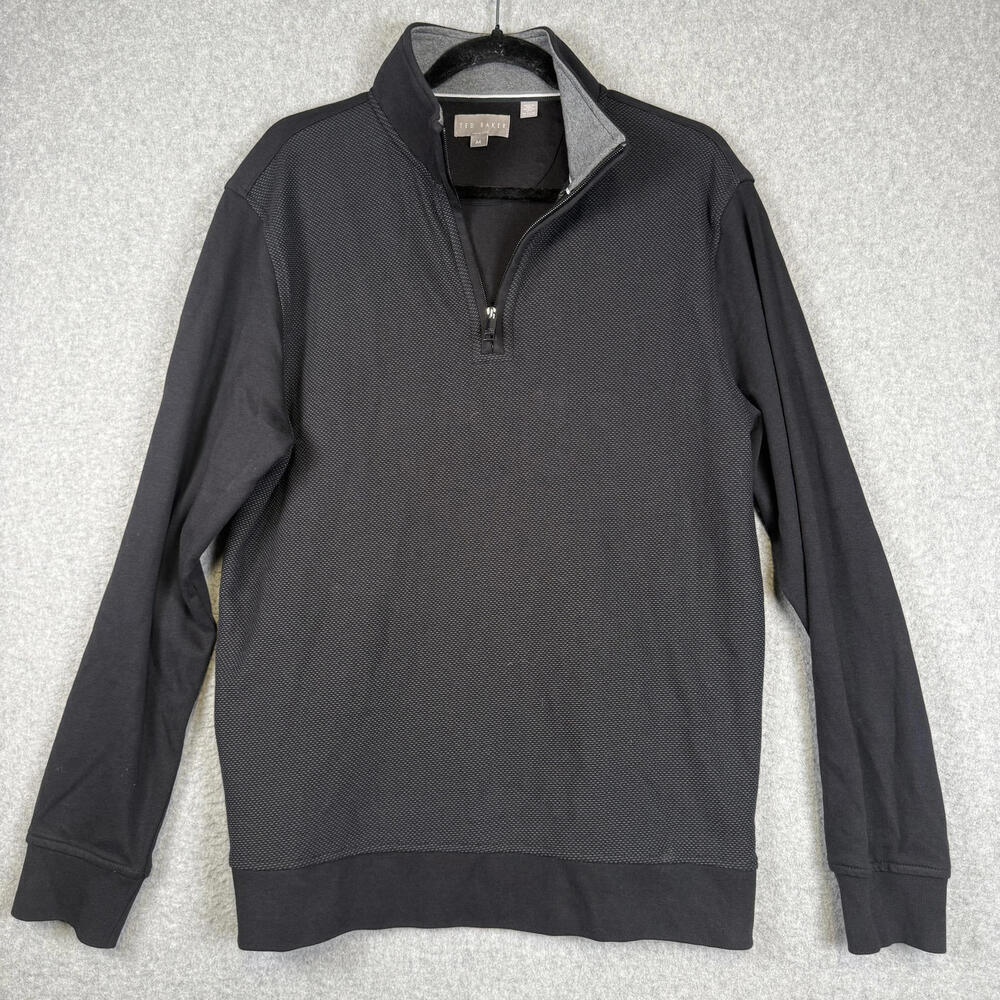 Ted Baker Men's Size Medium Black 1/4 Zip Pullover Performance Jacket Sweater